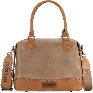 Wrangler Small Doctor Bag for Women Vintage Satchel Bag Western Handbags with Wide Strap(Raw Indian Khaki)
