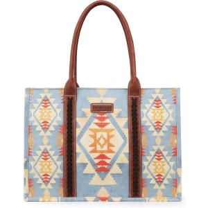Wrangler Tote Bag for Women Western Purse and Aztec Satchel Handbag(Angel Blue)