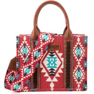 Wrangler Tote Bag for Women Western Purse and Aztec Satchel Handbag(Angel Diamond Burgundy M)