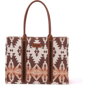 Wrangler Tote Bag for Women Western Purse and Aztec Satchel Handbag(Angel Diamond Camel)
