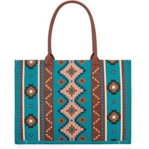 Wrangler Tote Bag for Women Western Purse and Aztec Satchel Handbag(Angel Diamond Dark Tealblue)