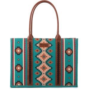 Wrangler Tote Bag for Women Western Purse and Aztec Satchel Handbag(Angel Diamond Tealblue)