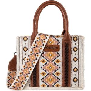 Wrangler Tote Bag for Women Western Purse and Aztec Satchel Handbag(Angel White M)