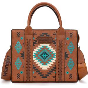 Wrangler Tote Bag for Women Western Purse and Aztec Satchel Handbag(Aztec Brown)