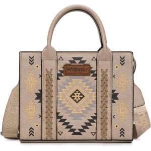 Wrangler Tote Bag for Women Western Purse and Aztec Satchel Handbag(Aztec Light Khaki)