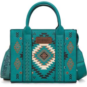 Wrangler Tote Bag for Women Western Purse and Aztec Satchel Handbag(Aztec Turquoise)