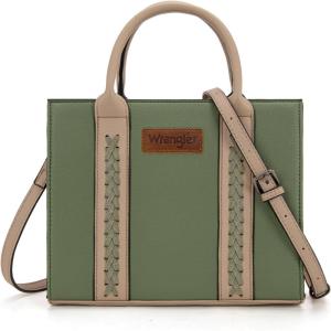Wrangler Tote Bags for Women Top-handle Handbags and Purse for Women with Adjustable Strap(B-green)