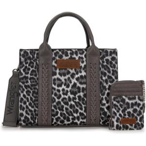 Wrangler Tote Bags for Women Western Purse and Handbags Satchel Top-handle with Card Holder(B-leopard Light Grey)