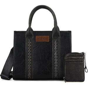 Wrangler Tote Bags for Women Western Purse and Handbags Satchel Top-handle with Card Holder(Vintage-black)