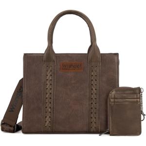 Wrangler Tote Bags for Women Western Purse and Handbags Satchel Top-handle with Card Holder(Vintage-brown)
