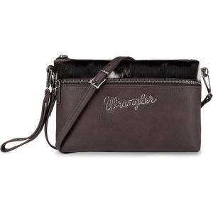 Wrangler Western Cowhide Crossbody Bags for Women Clutch Wristlet Purse(Cowhair-coffee)