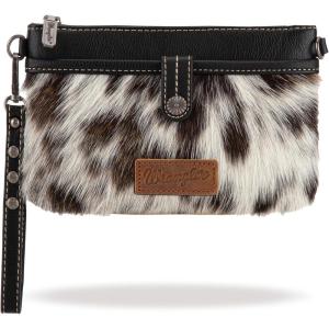 Wrangler Western Cowhide Crossbody Bags for Women Clutch Wristlet Purse(Horsehair-black)