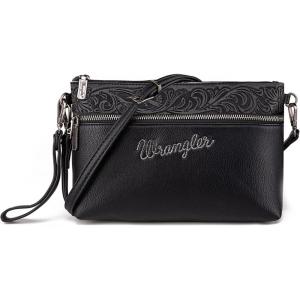 Wrangler Western Cowhide Crossbody Bags for Women Clutch Wristlet Purse(Pattern-black)