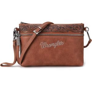 Wrangler Western Cowhide Crossbody Bags for Women Clutch Wristlet Purse(Pattern-brown)