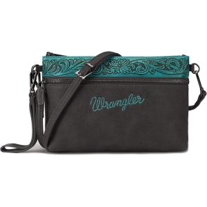 Wrangler Western Cowhide Crossbody Bags for Women Clutch Wristlet Purse(Pattern-turquoise)