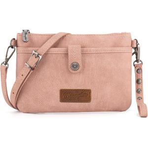 Wrangler Western Cowhide Crossbody Bags for Women Clutch Wristlet Purse(Plain-pink)