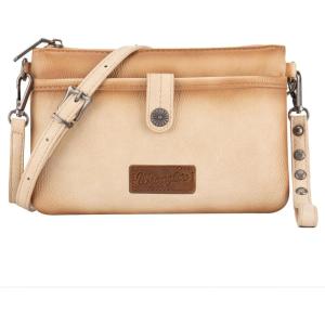 Wrangler Western Cowhide Crossbody Bags for Women Clutch Wristlet Purse(Plain-tan)