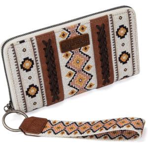 X Wrangler Wristlet Western Wallet Boho Aztec Credit Card Holder for Women(2202 Coffee)