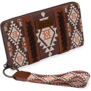 X Wrangler Wristlet Western Wallet Boho Aztec Credit Card Holder for Women(2203 Coffee)