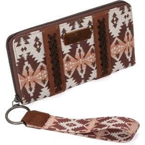 X Wrangler Wristlet Western Wallet Boho Aztec Credit Card Holder for Women(2203 Light Coffee)