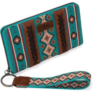 X Wrangler Wristlet Western Wallet Boho Aztec Credit Card Holder for Women(2203 Tuiquoise)