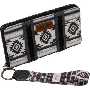 X Wrangler Wristlet Western Wallet Boho Aztec Credit Card Holder for Women(2203A Black)