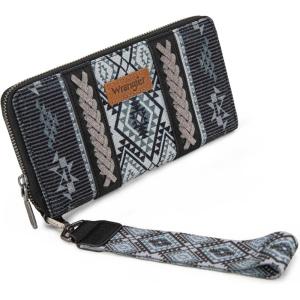 X Wrangler Wristlet Western Wallet Boho Aztec Credit Card Holder for Women(Aztec Black)