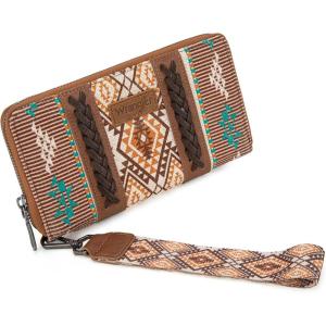 X Wrangler Wristlet Western Wallet Boho Aztec Credit Card Holder for Women(Aztec Brown)