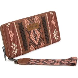X Wrangler Wristlet Western Wallet Boho Aztec Credit Card Holder for Women(Aztec Dark Brown)