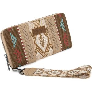 X Wrangler Wristlet Western Wallet Boho Aztec Credit Card Holder for Women(Aztec Khaki)