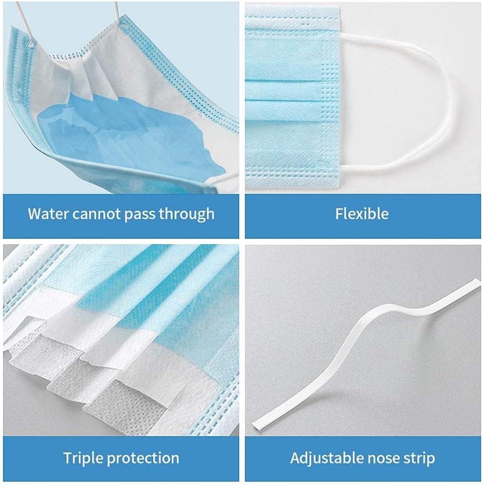 image2000 PCS Bulk Blue Face Masks 40 Packs 50pcsPack Non Woven Thick 3Layers Breathable Facial Masks with Adjustable Earloop Mouth and Nose Cover