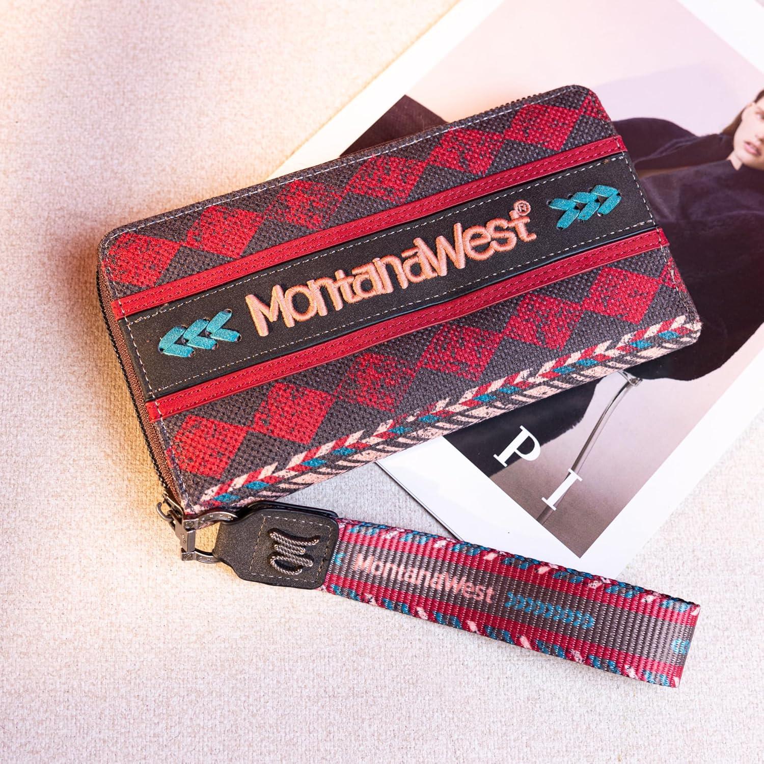 imageMontana West Boho Wristlet Womens Wallets Card Cases ampamp Money Organizers Wallet for Women with Zipper and Whipstitch MW01W006BDYWalletRetro Oil Painting