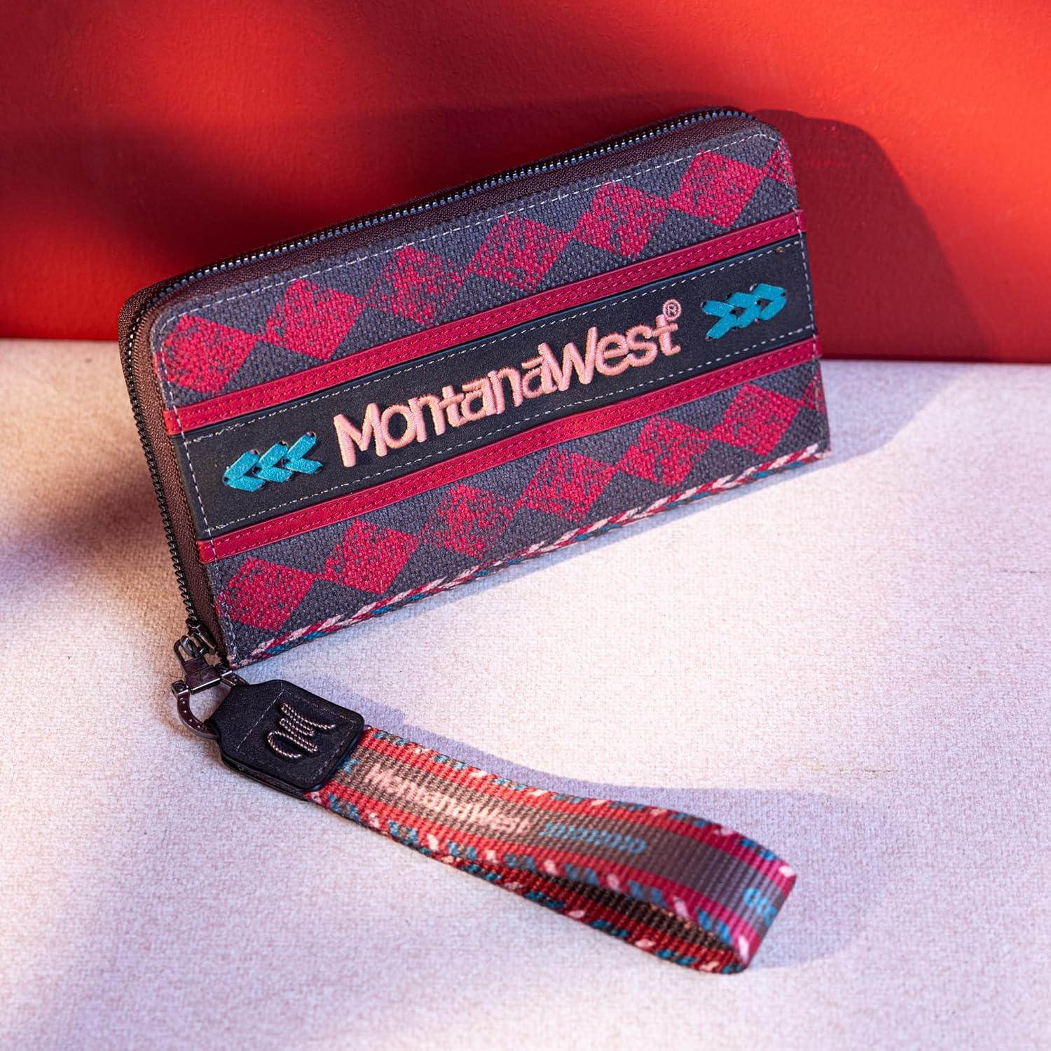 imageMontana West Boho Wristlet Womens Wallets Card Cases ampamp Money Organizers Wallet for Women with Zipper and Whipstitch MW01W006BDYWalletRetro Oil Painting