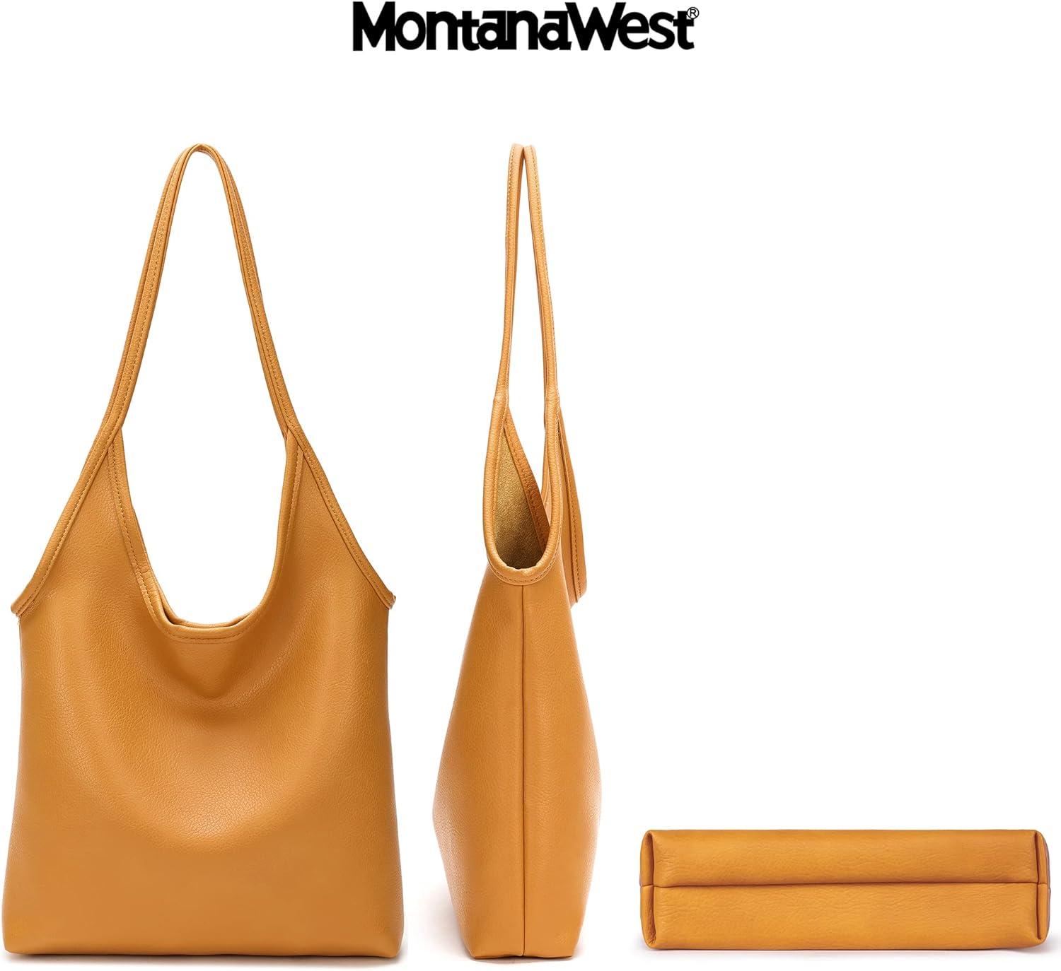 imageMontana West Hobo Bags for Women Designer Top Handle Purses Soft Ladies PU Leather Shoulder Handbag Set MWC2111YL