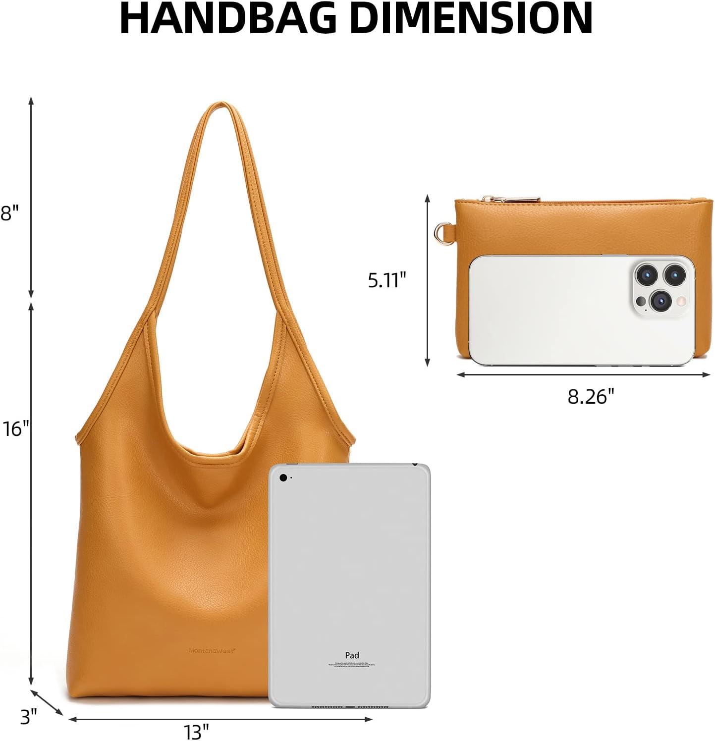 imageMontana West Hobo Bags for Women Designer Top Handle Purses Soft Ladies PU Leather Shoulder Handbag Set MWC2111YL