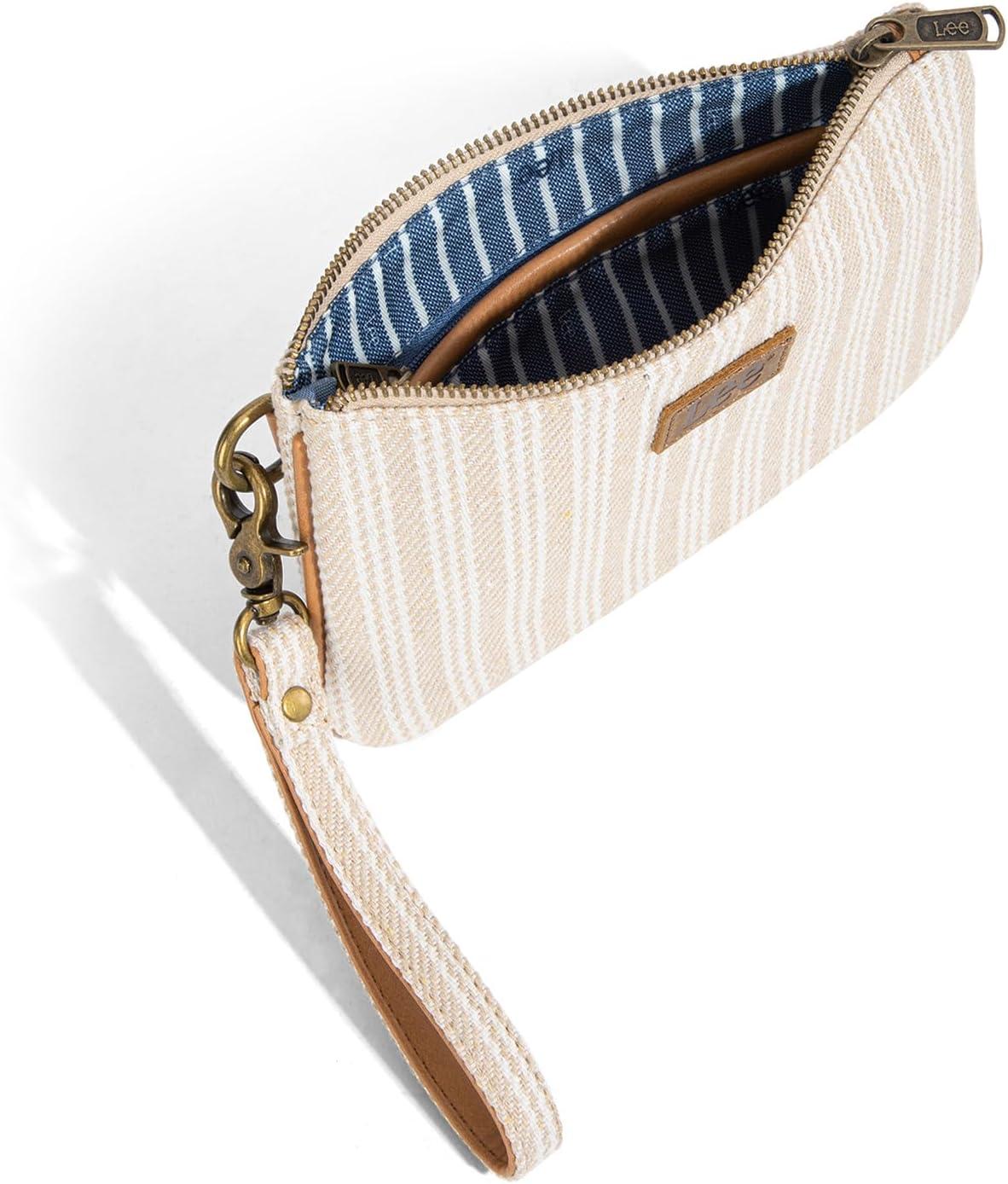 imageMontana West x Lee Large Wristlet Wallets for Women Striped Slim Cell Phone Clutch Purses Handbag with Wrist StrapKhaki