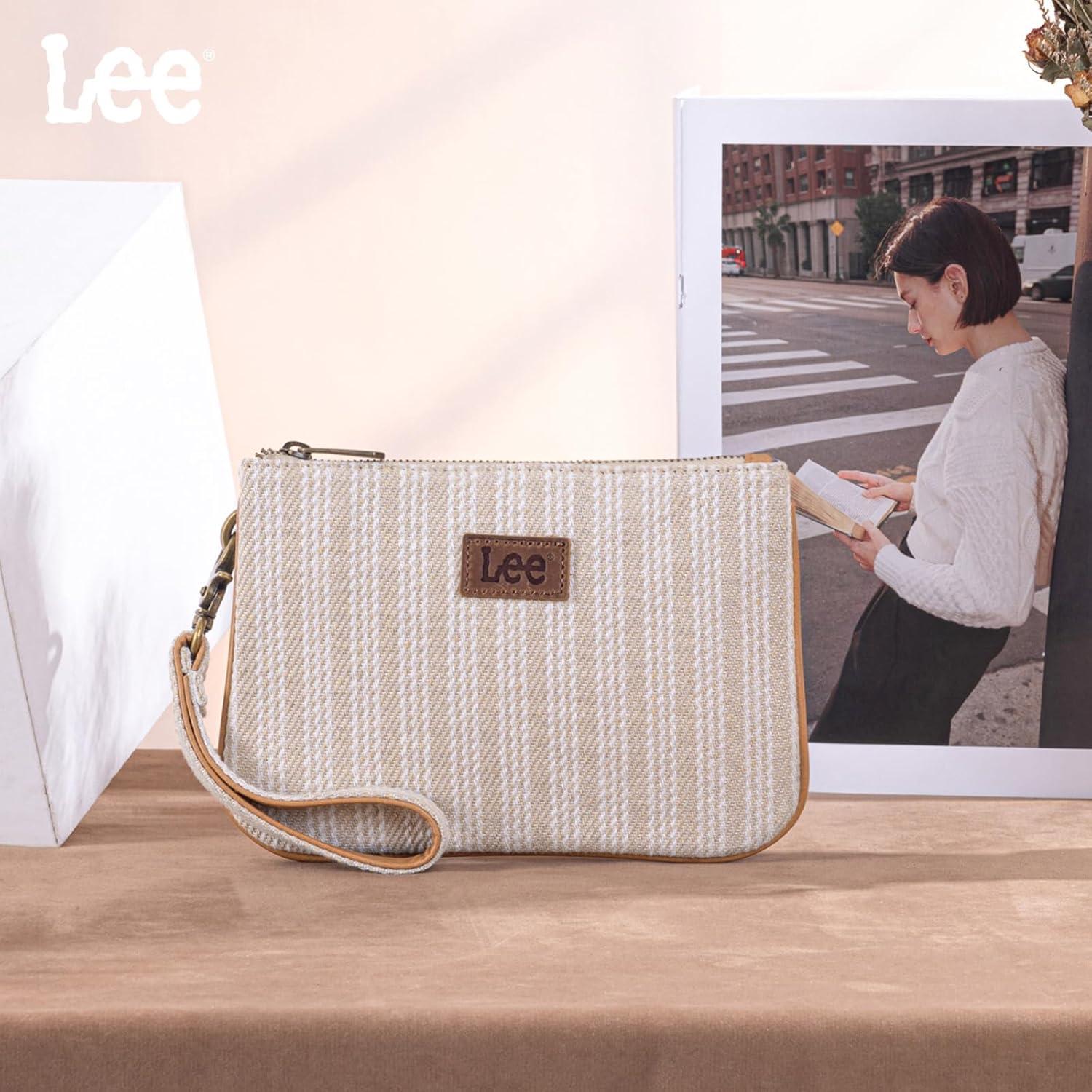 imageMontana West x Lee Large Wristlet Wallets for Women Striped Slim Cell Phone Clutch Purses Handbag with Wrist StrapKhaki