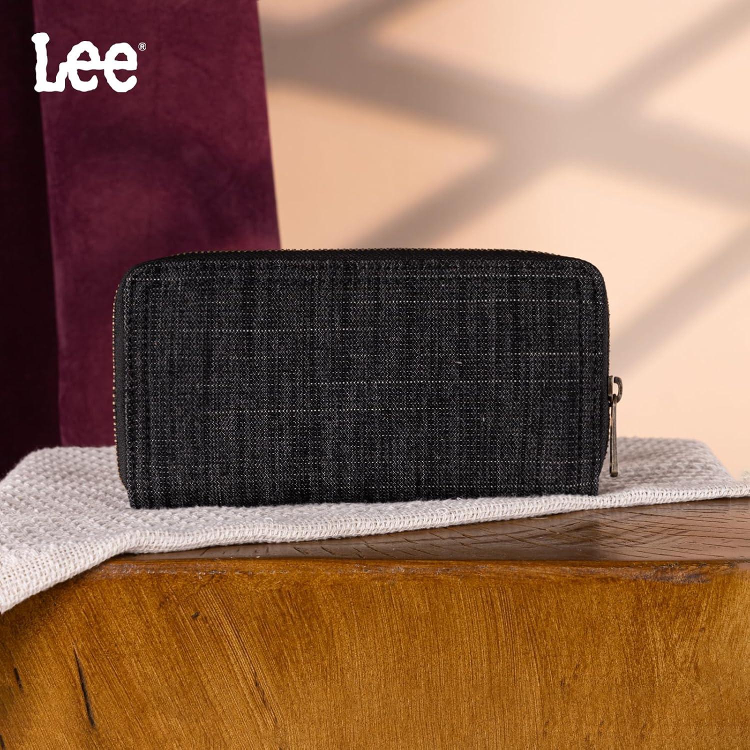 imageX Lee Black Wallet Women Female Ladies Girls Card Cases and Money Oganizer Large Long Cell Phone Wallet with Qualited Zipper Lightweight Minimalist and Versaltile