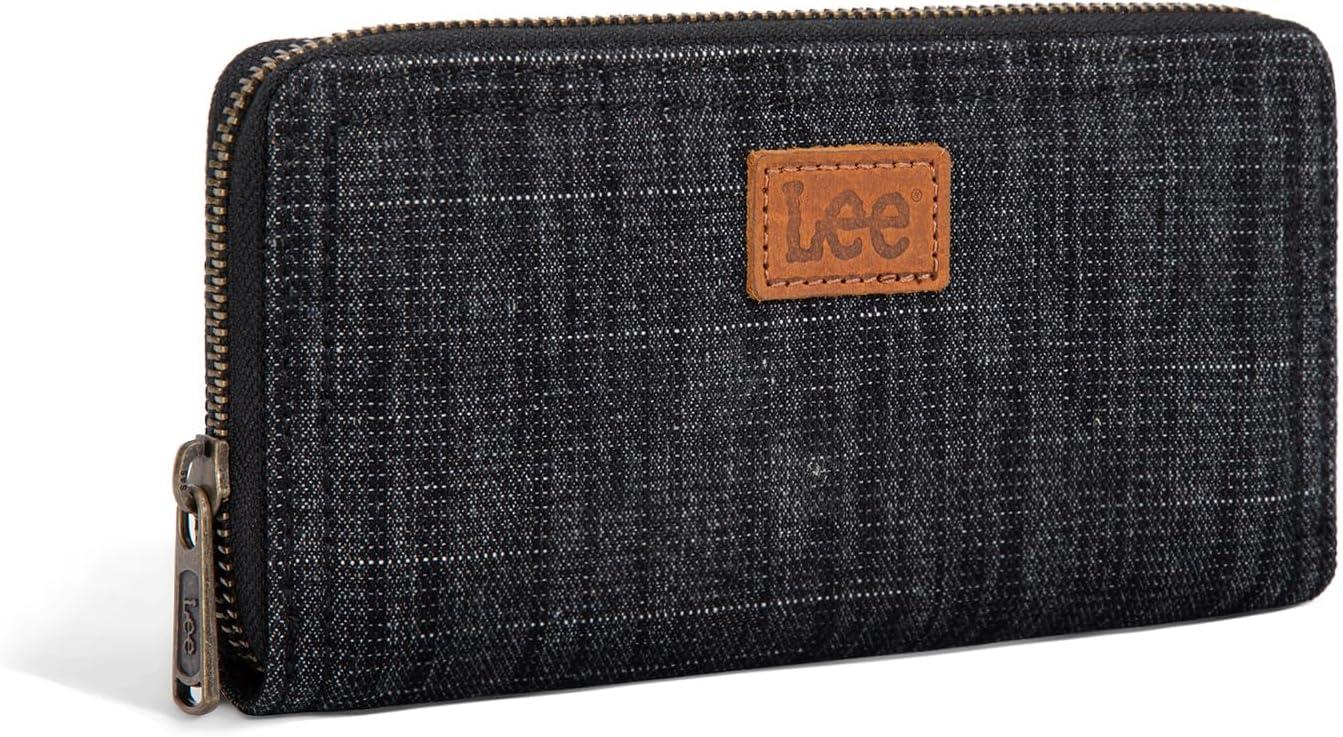 imageX Lee Black Wallet Women Female Ladies Girls Card Cases and Money Oganizer Large Long Cell Phone Wallet with Qualited Zipper Lightweight Minimalist and Versaltile