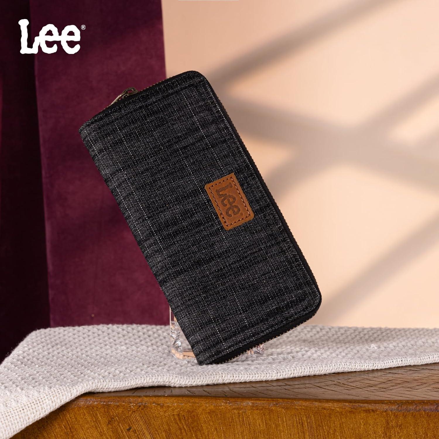 imageX Lee Black Wallet Women Female Ladies Girls Card Cases and Money Oganizer Large Long Cell Phone Wallet with Qualited Zipper Lightweight Minimalist and Versaltile