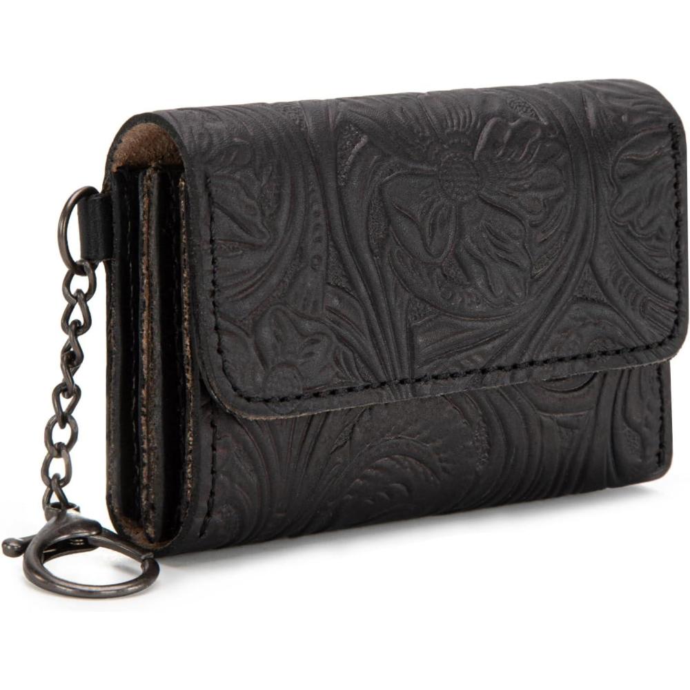 imageMontana West  Wrangler Coin Purse for Men Women Embossed Leather Coin Pouch Small Wallet BlackUnique Mini Wallet Black