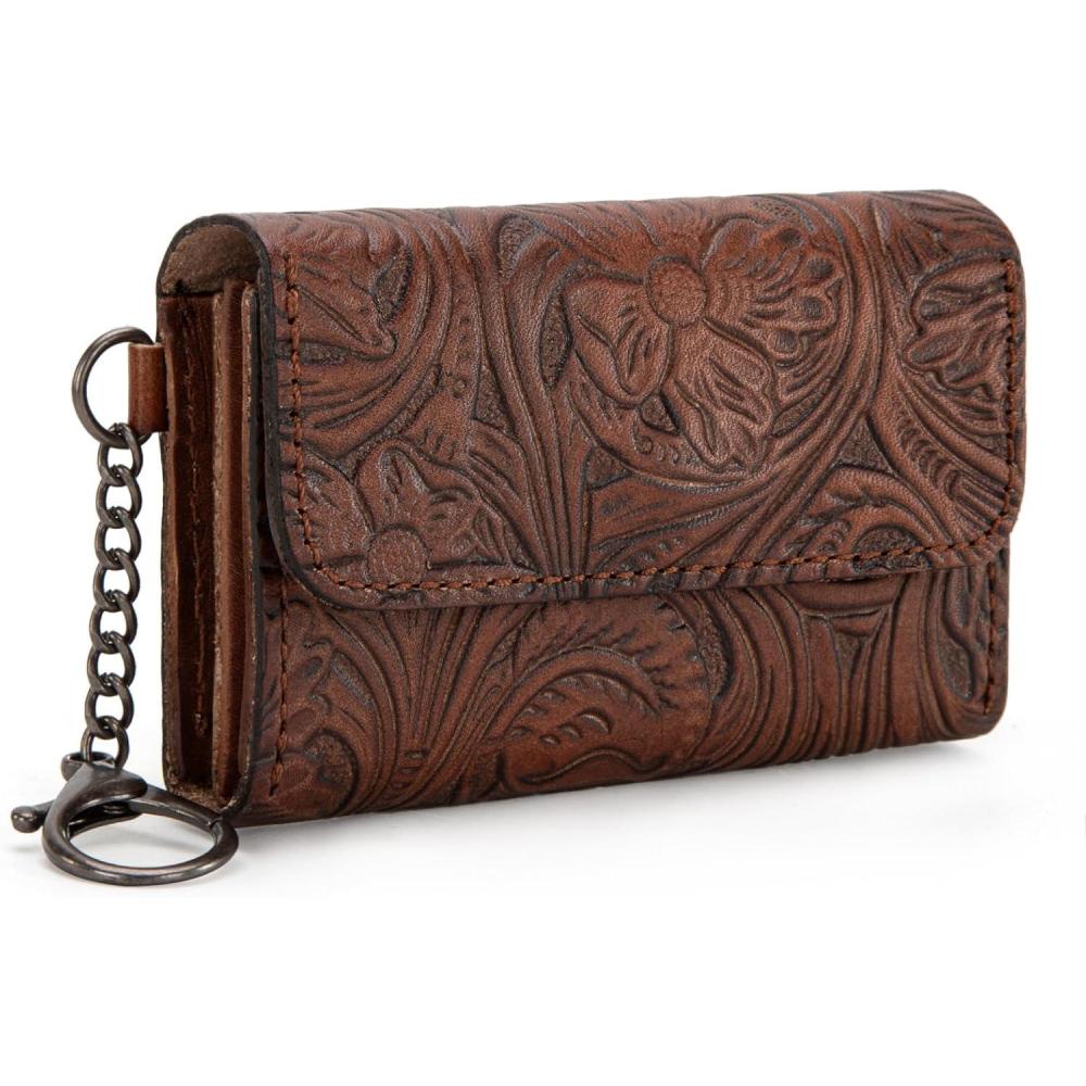 imageMontana West Wrangler Coin Purse for Men Women Embossed Leather Coin Pouch Small Wallet BlackUnique Mini Wallet Brown