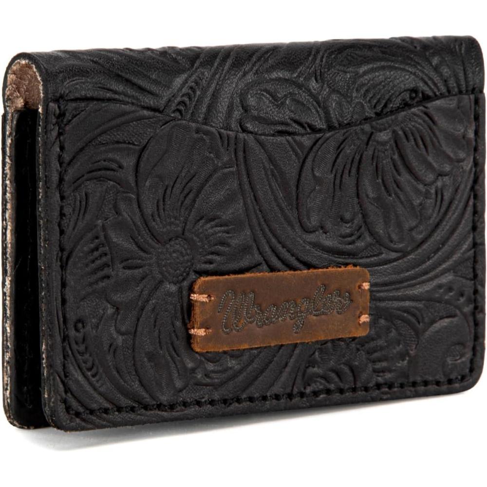imageMontana West Wrangler Coin Purse for Men Women Embossed Leather Coin Pouch Small Wallet BlackVintage Card Case Black