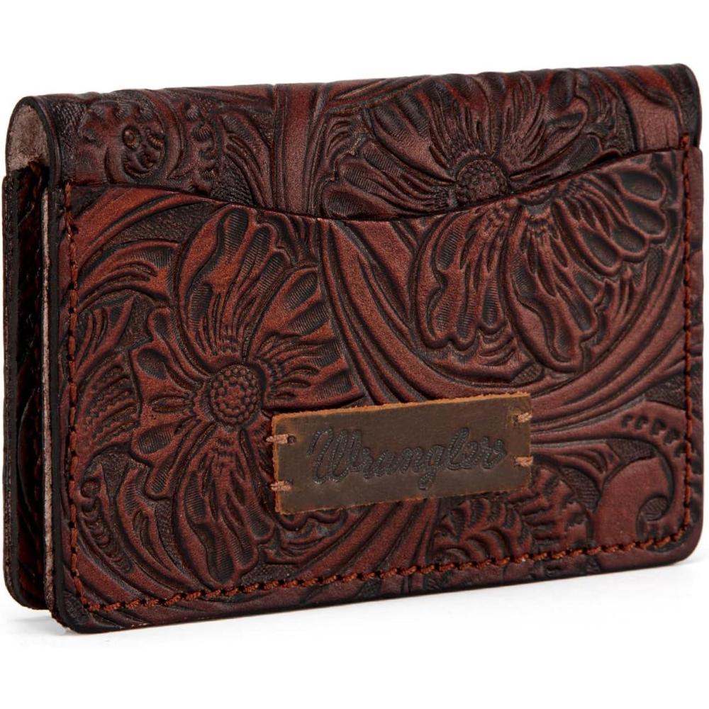 imageMontana West Wrangler Coin Purse for Men Women Embossed Leather Coin Pouch Small Wallet BlackVintage Card Case Coffe