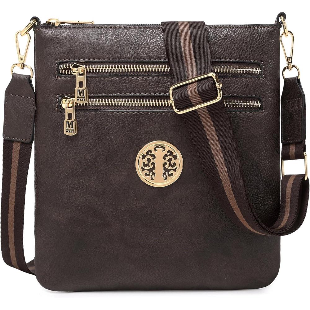 imageMontana West Crossbody Bags for Women Multi Pocket Cross Body Bag Purses with Adjustable StrapA Guitar Strap Coffee