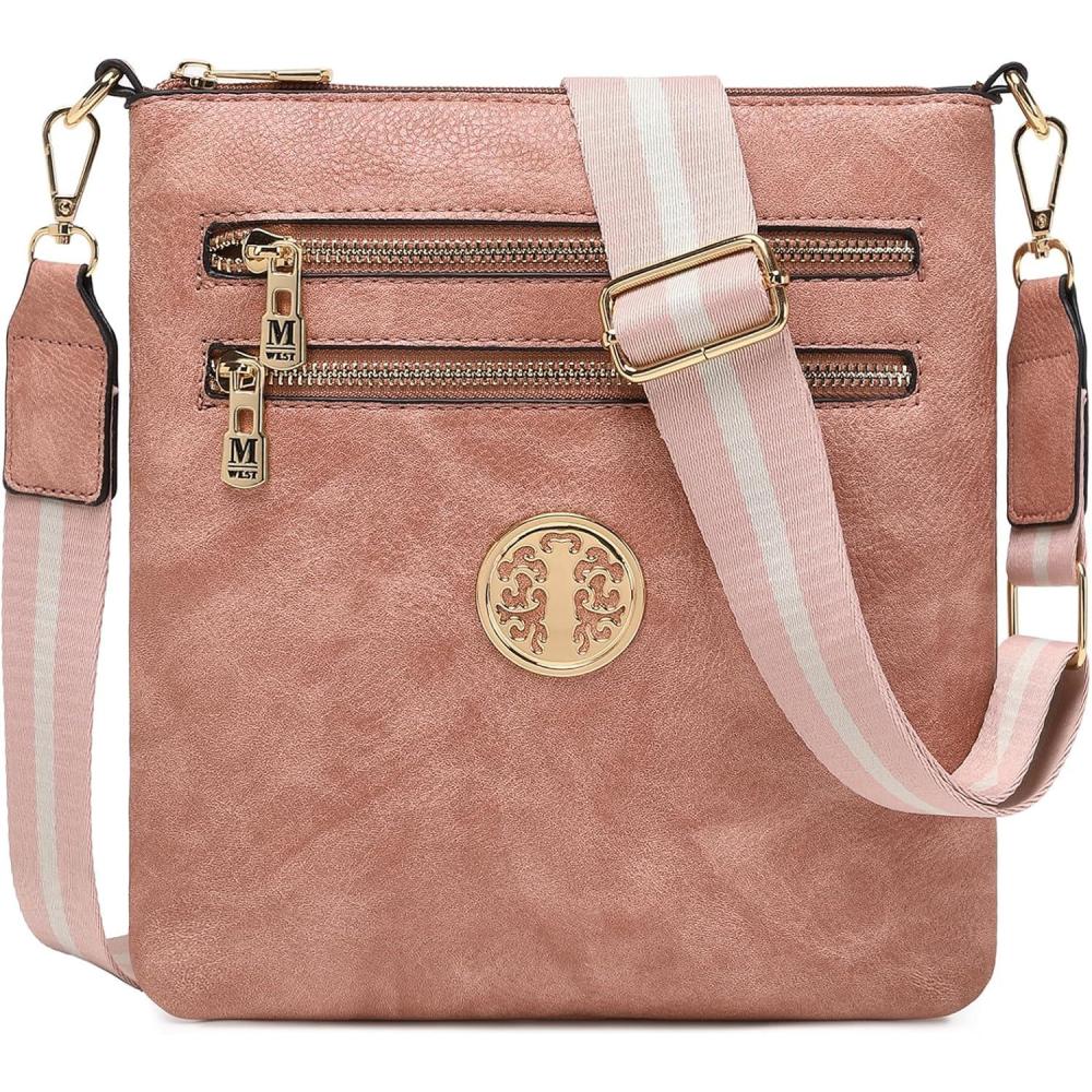 imageMontana West Crossbody Bags for Women Multi Pocket Cross Body Bag Purses with Adjustable StrapA Guitar Strap Pink