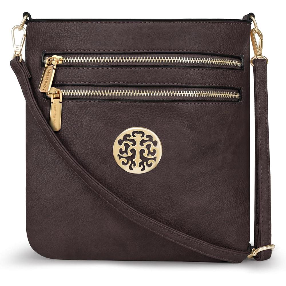 imageMontana West Crossbody Bags for Women Multi Pocket Cross Body Bag Purses with Adjustable StrapB Dark Coffee