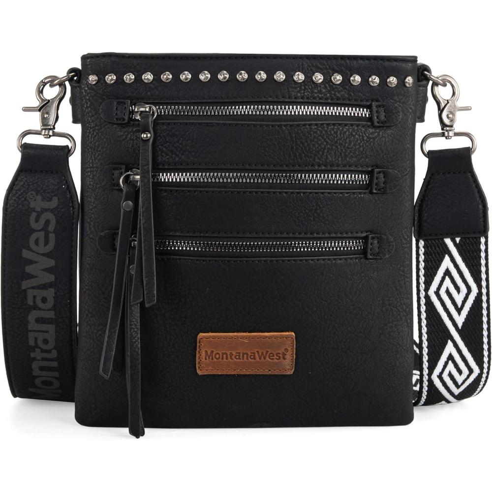imageMontana West Crossbody Bags for Women Multi Pocket Cross Body Bag Purses with Guitar StrapVintage Black