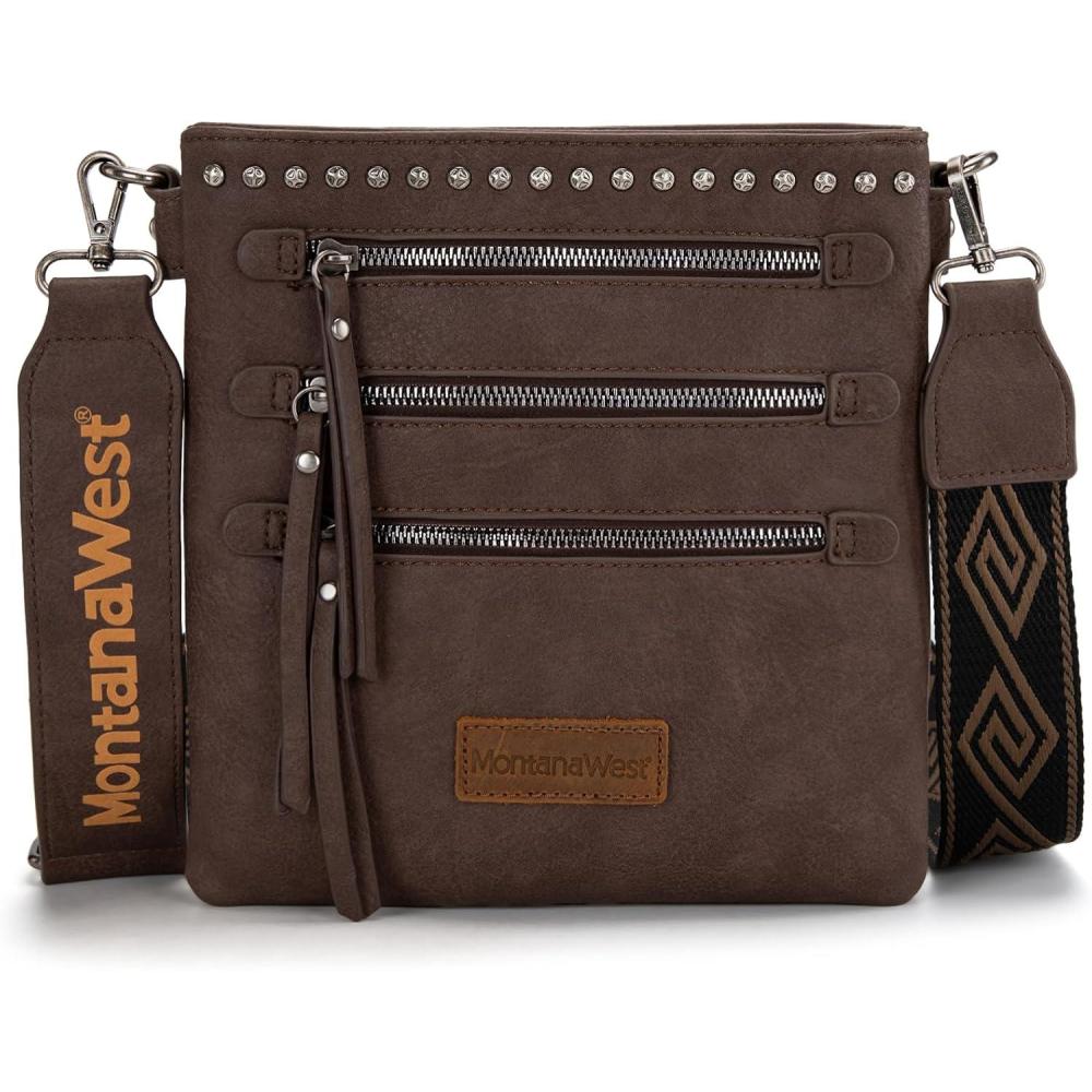 imageMontana West Crossbody Bags for Women Multi Pocket Cross Body Bag Purses with Guitar StrapVintage Coffee
