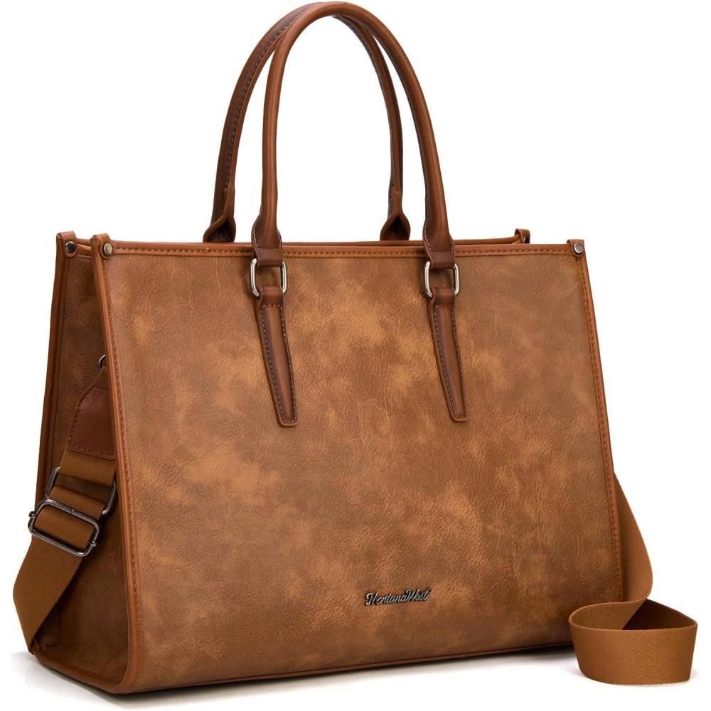 imageMontana West Laptop Tote Bag for Women 156 Inch Computer Bags Business Office Work Briefcase With Adjustable Shoulder StrapBrown